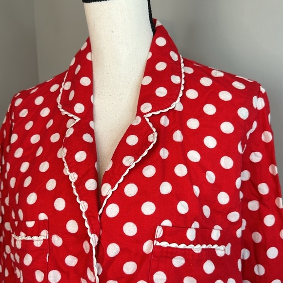 Victoria’s Secret Button Pajama Top Polka Dots Christmas Valentines Day - Picture 2 of 6